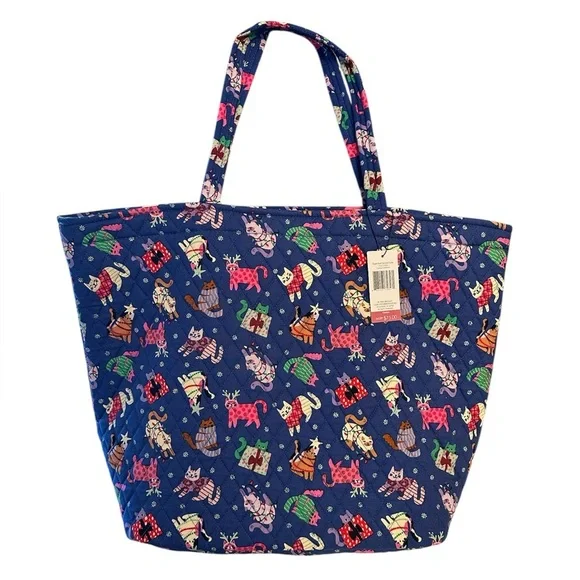 Vera Bradley Catnip Christmas Tote + Cosmetic Bag Set • NWT • Holiday Cats Print - Picture 4 of 6
